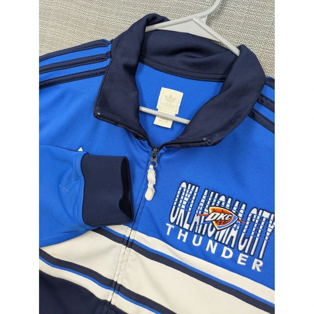 Oklahoma City Thunder Jacket Mens Large Blue Navy NBA Basketball Adidas Track